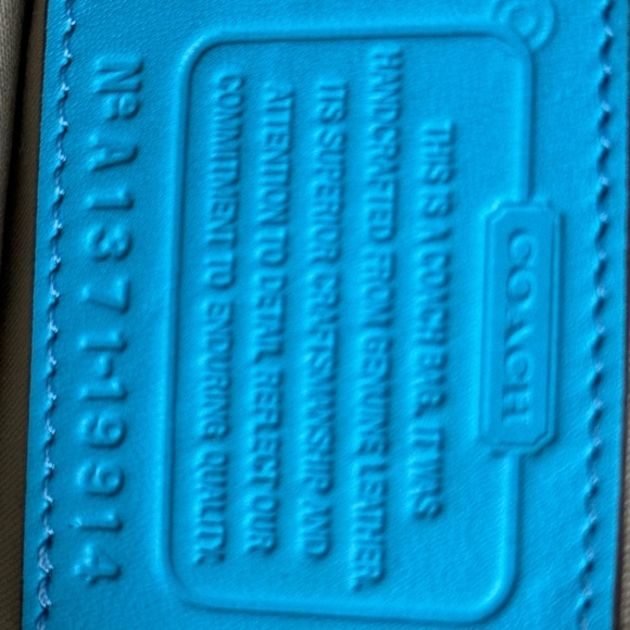 COACH Leather Crossbody Fringe accent bag purse bright blue - Picture 9 of 14